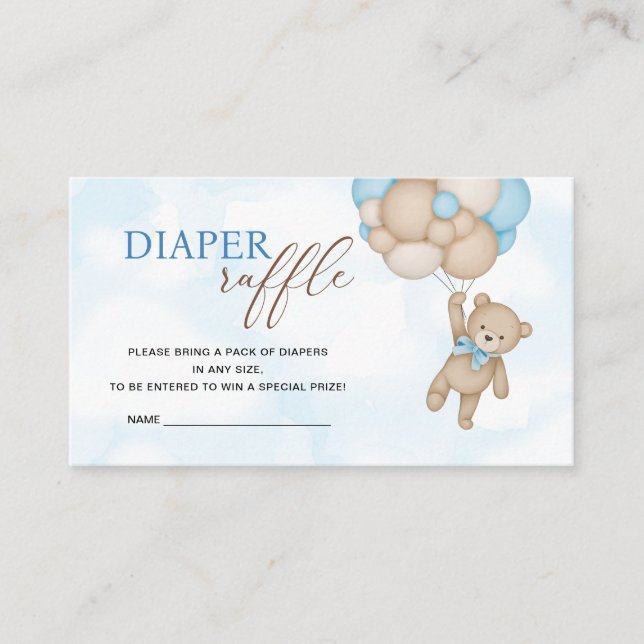 Teddy Bear Diaper Raffle Begleitkarte (Vorderseite)
