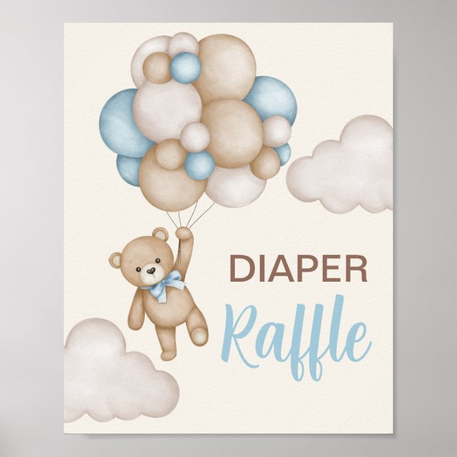 Teddy Bear Diaper Raffle Sign Poster (Vorne)