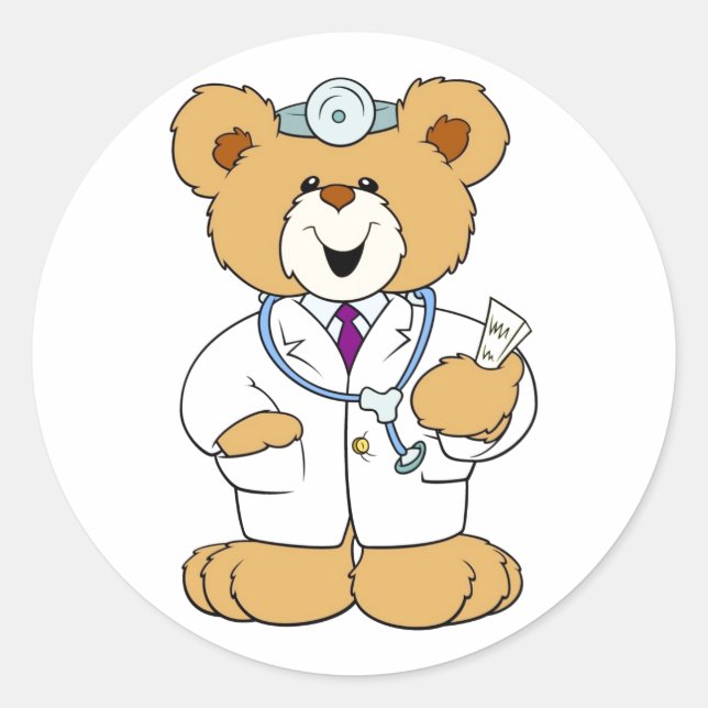 Teddy Bear Doctor Runder Aufkleber (Vorderseite)