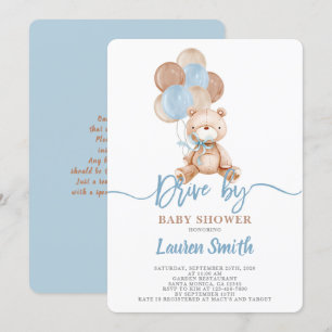 Teddy Bear Drive by Baby Shower Boy Einladung