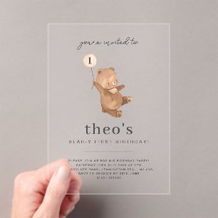 Teddy Bear Einladung zum ersten Geburtstag