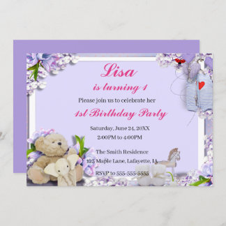 Teddy Bear Elephant Horse Birthday Party Einladung