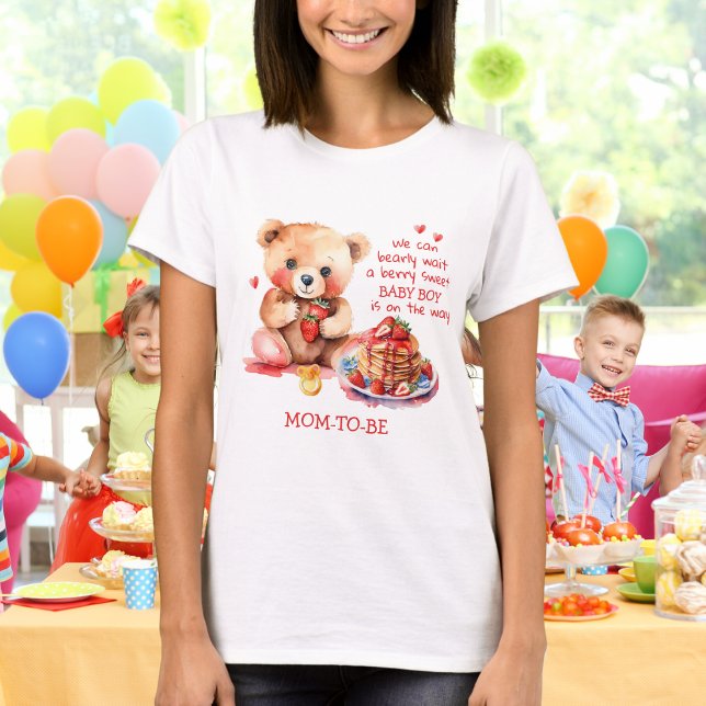 Teddy Bear Erdbeere Pancake Brunch Mama-to-be T-Shirt (Von Creator hochgeladen)