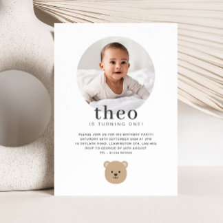 Teddy Bear Face - Foto Geburtstag Einladung