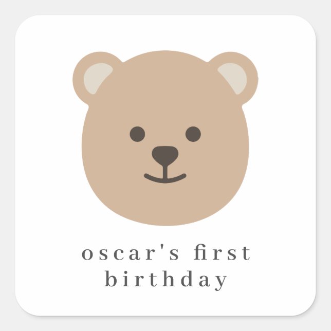 Teddy Bear Face - Paper Napkin Quadratischer Aufkleber (Vorderseite)