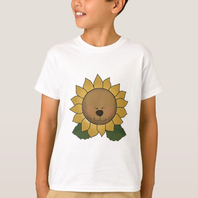 Teddy Bear Face Sunflower T-Shirt (Vorderseite)