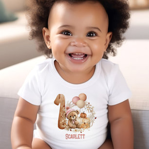 Teddy Bear Fall Beary 1. Geburtstagskind Baby Strampler