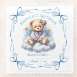 Teddy Bear farbenfroher Ballon Beary First Birthda Glasuntersetzer