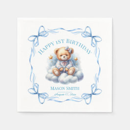 Teddy Bear farbenfroher Ballon Beary First Birthda Serviette