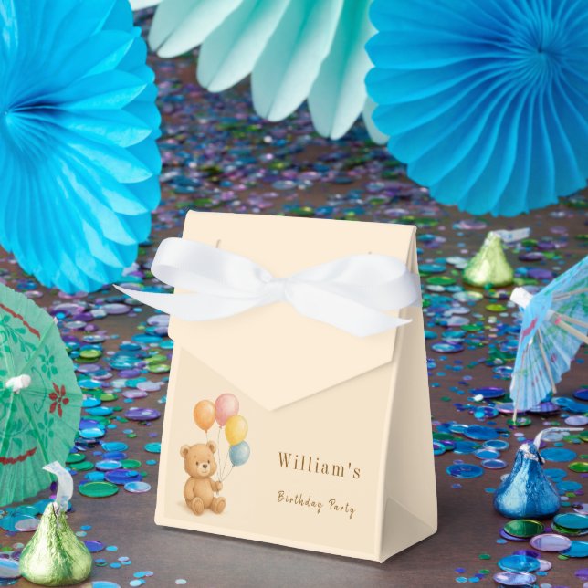 Teddy Bear Favor Box mit Pastel Balloons Geschenkschachtel (Party)