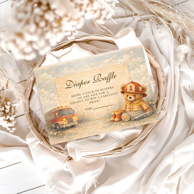 Teddy Bear Firefighter Diapper Raffle Begleitkarte (Von Creator hochgeladen)