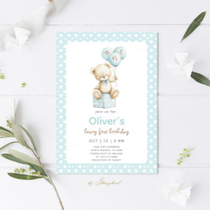 Teddy Bear First Birthday Einladung