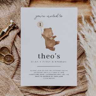 Teddy Bear First Birthday Invitation Einladung