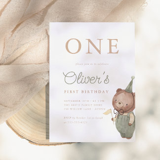 Teddy Bear First Birthday Party Einladung