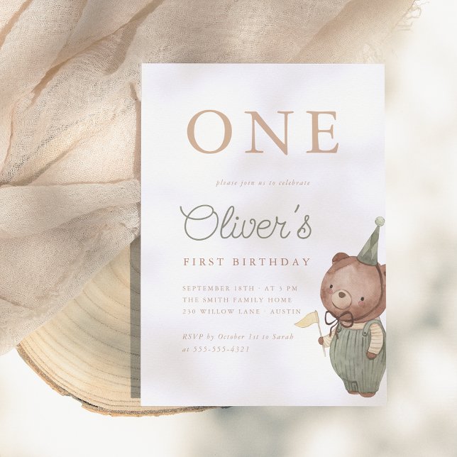 Teddy Bear First Birthday Party Einladung (Von Creator hochgeladen)