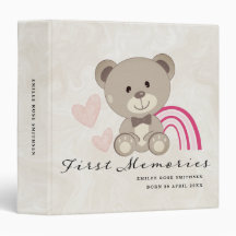 Teddy Bear First Erinnerungen Baby Book Pink