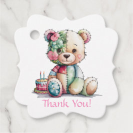 Teddy Bear Floral Patchwork Girl Baby Dusche Geschenkanhänger