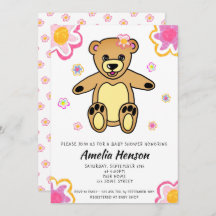 Teddy Bear Flower Girl Floral Baby Dusche