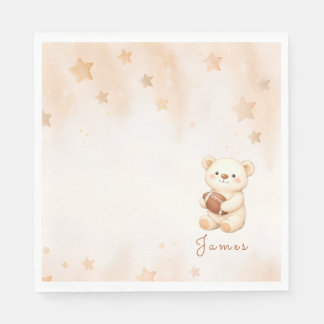 Teddy Bear Football Baby Shower Serviette