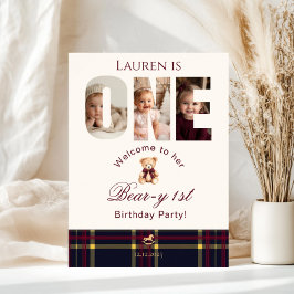 Teddy Bear Foto Bear 1. Geburtstag Willkommen Poster