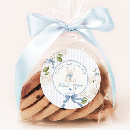 Teddy Bear French Nursery Baby shower Thank you Runder Aufkleber