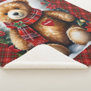 Teddy Bear fügt seinem Herz Weihnachten den Namen Sherpadecke