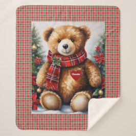 Teddy Bear fügt seinem Herz Weihnachten den Namen Sherpadecke
