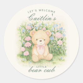 Teddy Bear Garden Baby Dusche Runder Aufkleber