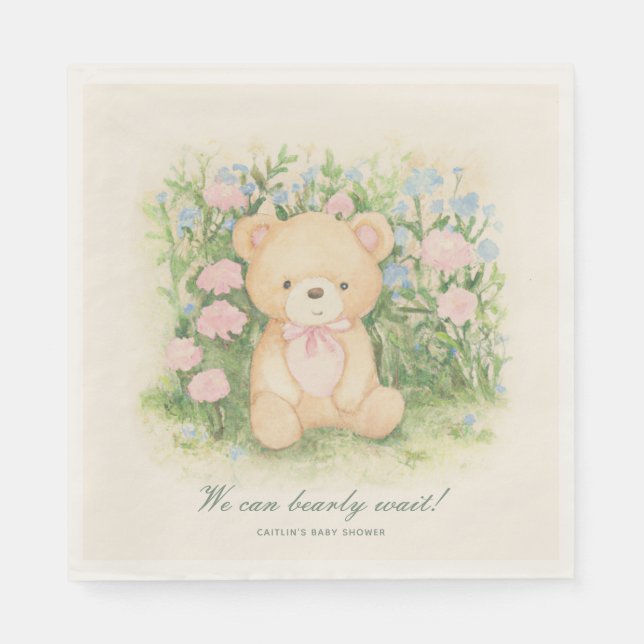 Teddy Bear Garden Classic Baby Shower Serviette (Vorderseite)