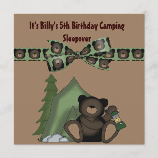 Teddy Bear Geburtstagskamp Sleepos Einladung