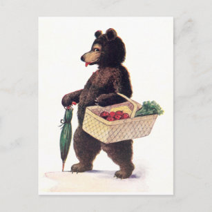 Teddy Bear geht auf den Markt Postkarte