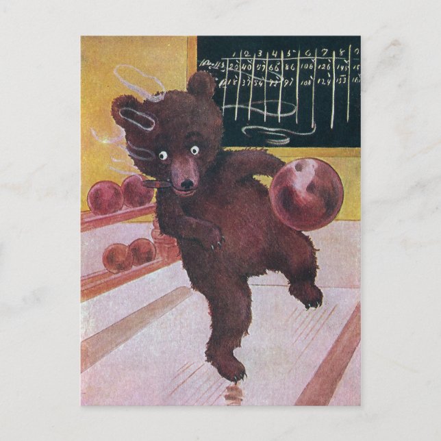 Teddy Bear geht Bowling Postkarte (Vorderseite)