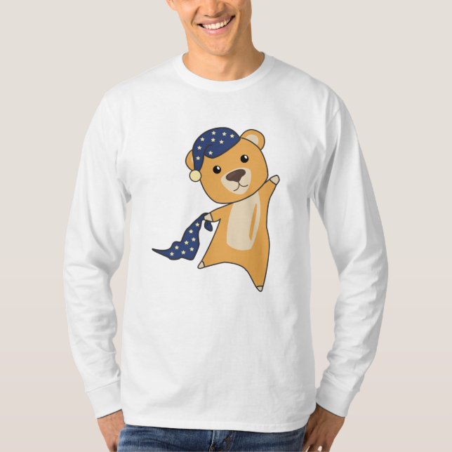 Teddy Bear Gelber Bär Schlafkappe T-Shirt (Vorderseite)