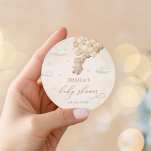 Teddy Bear Gender Neutral Baby Dusche Runder Aufkleber