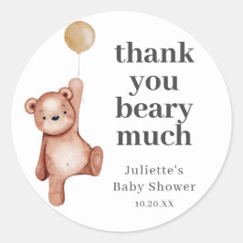 Teddy Bear Gender Neutral Baby Dusche Runder Aufkleber