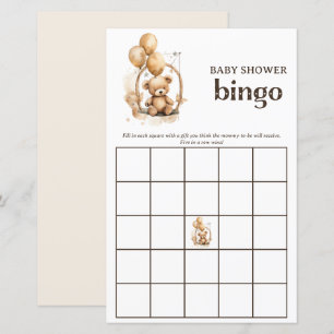Teddy Bear Gender Neutral Baby Shower Bingo Spiel