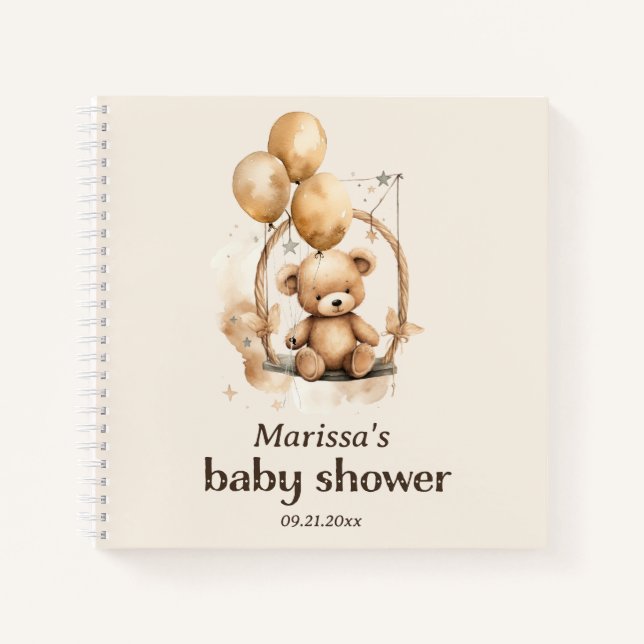 Teddy Bear Gender Neutral Baby Shower Gästebuch Notizbuch (Vorderseite)