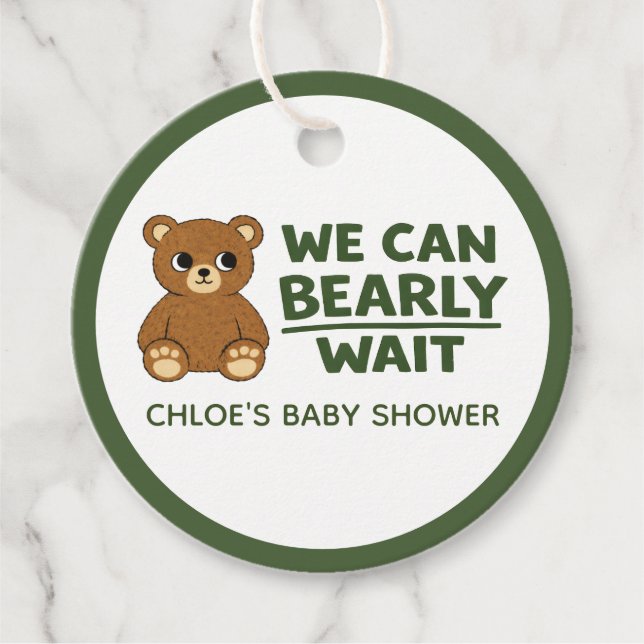 Teddy Bear Gender Neutral Minimalist Baby Shower Geschenkanhänger (Vorderseite)