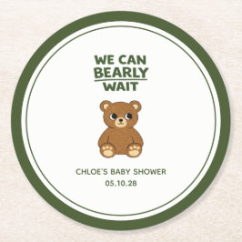 Teddy Bear Gender Neutral Minimalist Baby Shower Runder Pappuntersetzer