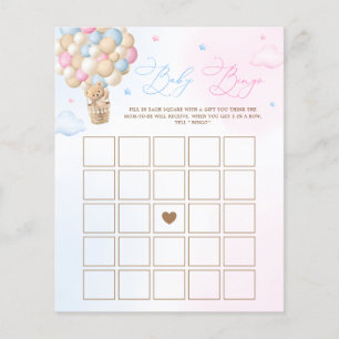 Teddy Bear Gender Reveal Baby Bingo Game