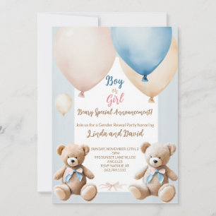 Teddy Bear Gender Reveal Feier Einladung