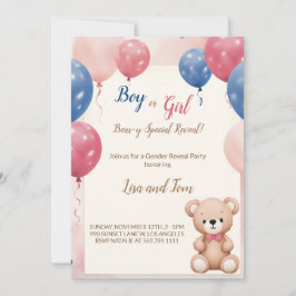 Teddy Bear Gender Reveal Feier Einladung