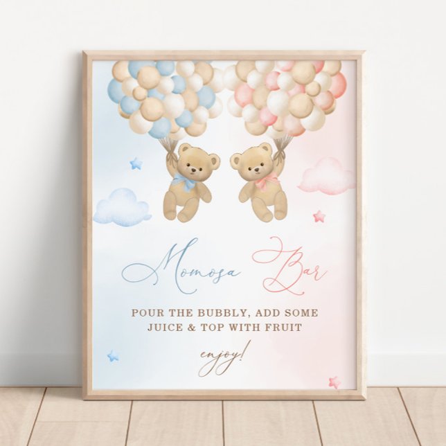 Teddy Bear Gender Reveal Mimosa Bar Poster (Von Creator hochgeladen)
