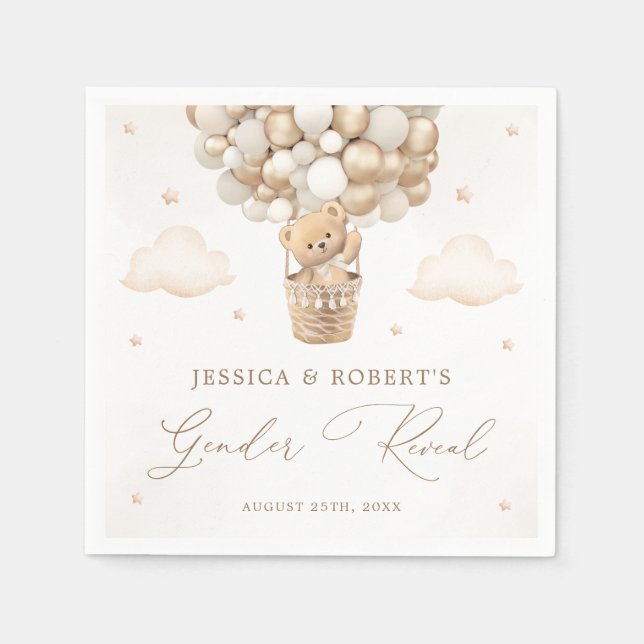 Teddy Bear Gender Reveal Serviette (Vorderseite)