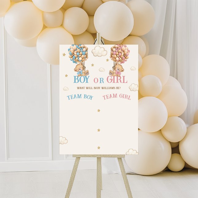 Teddy Bear Gender Reveal Voting Game Sign Poster (Von Creator hochgeladen)