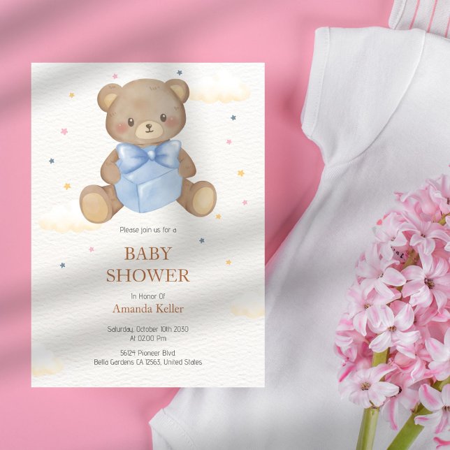 Teddy Bear Geschenk Baby Dusche Einladung (Von Creator hochgeladen)