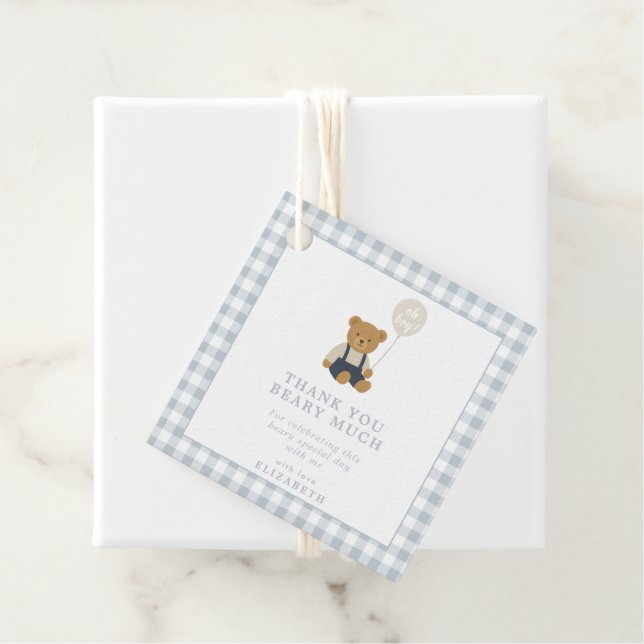 Teddy Bear Gingham Favor Tag Geschenkanhänger (Beispiel)