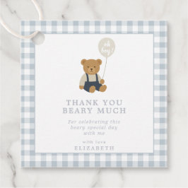 Teddy Bear Gingham Favor Tag Geschenkanhänger