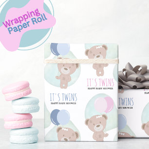 Teddy Bear Girl and Boy Twins Geschenkpapier