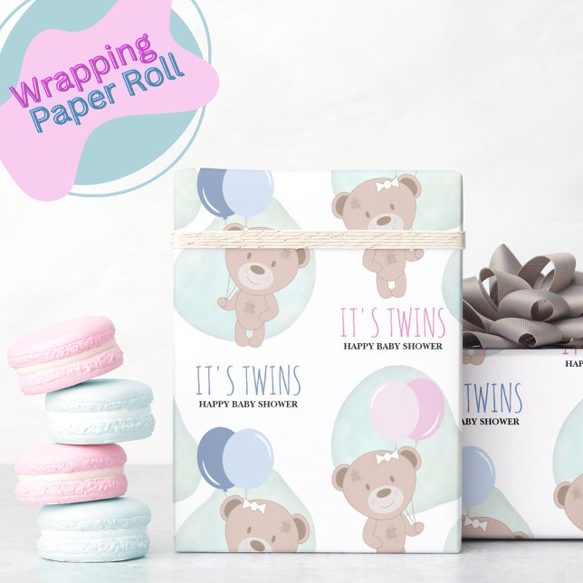 Teddy Bear Girl and Boy Twins Geschenkpapier (Von Creator hochgeladen)